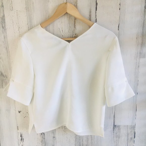 Sandro Paris Dust Box Top Blouse Ecru Off-White Woven - Picture 9 of 11